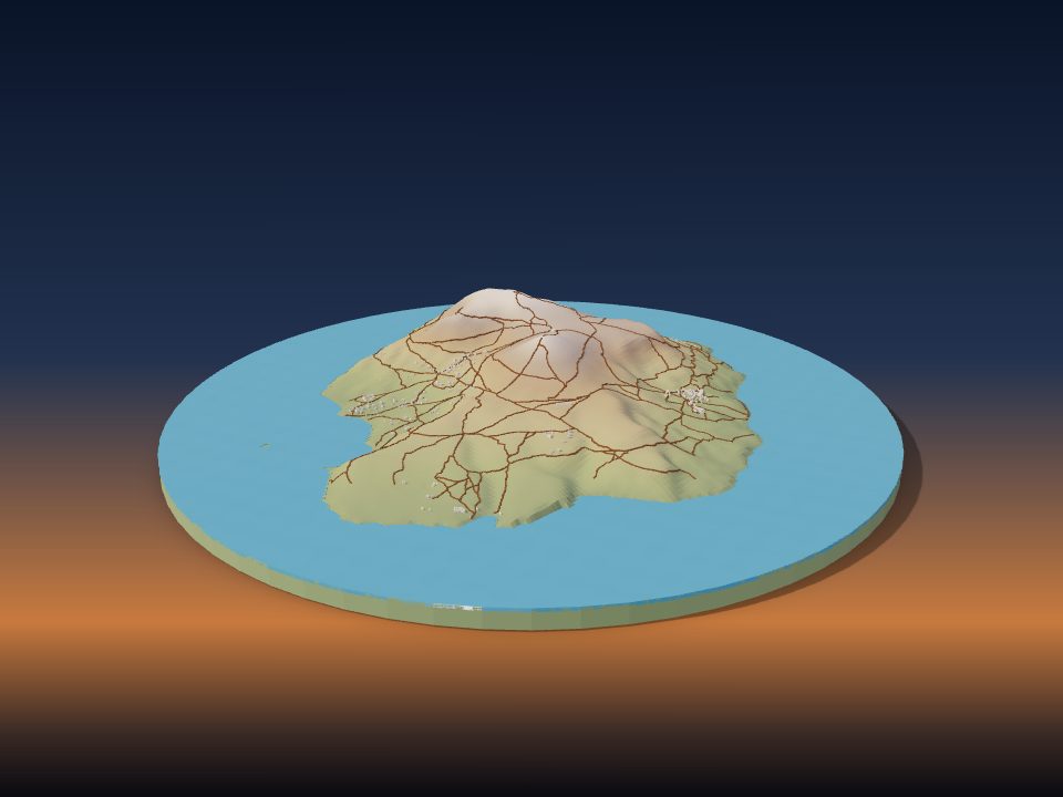 3D printed terrain model of Amantaní