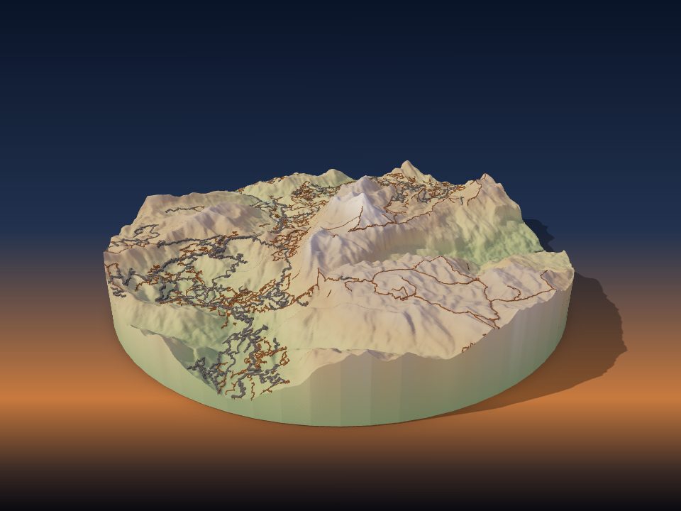 3D-gedrucktes Geländemodell von Anamudi