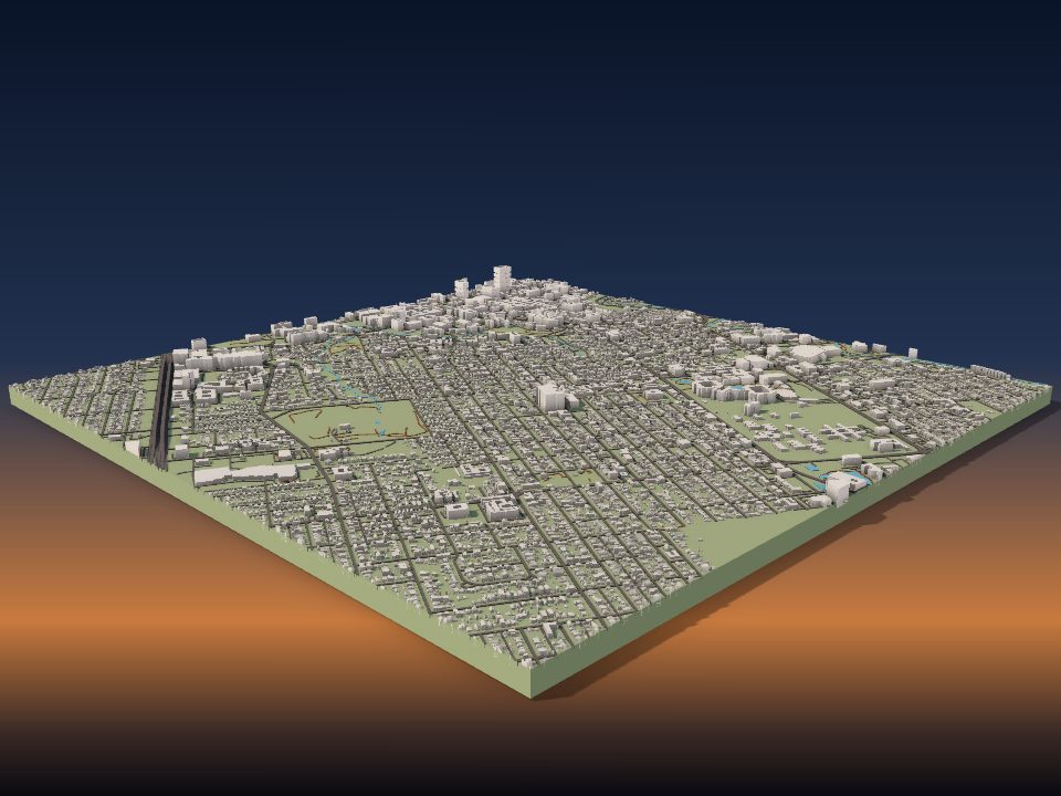 3D printed terrain model of Austin