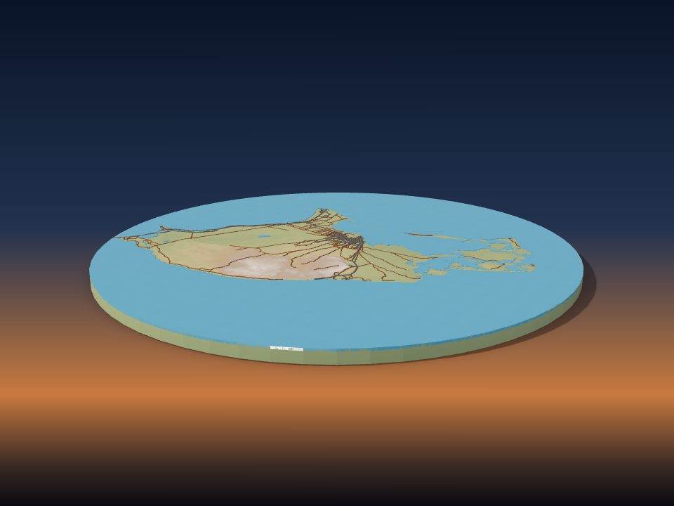 3D printed terrain model of Barbuda