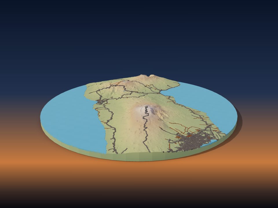 3D printed terrain model of Bioko