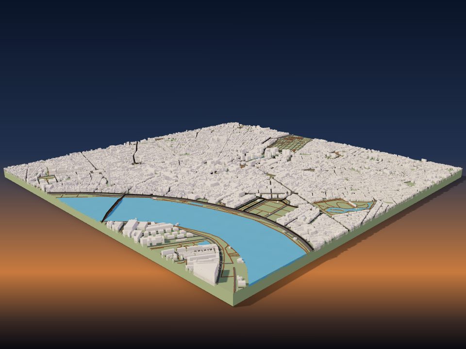Modelo de terreno impreso en 3D de Burdeos