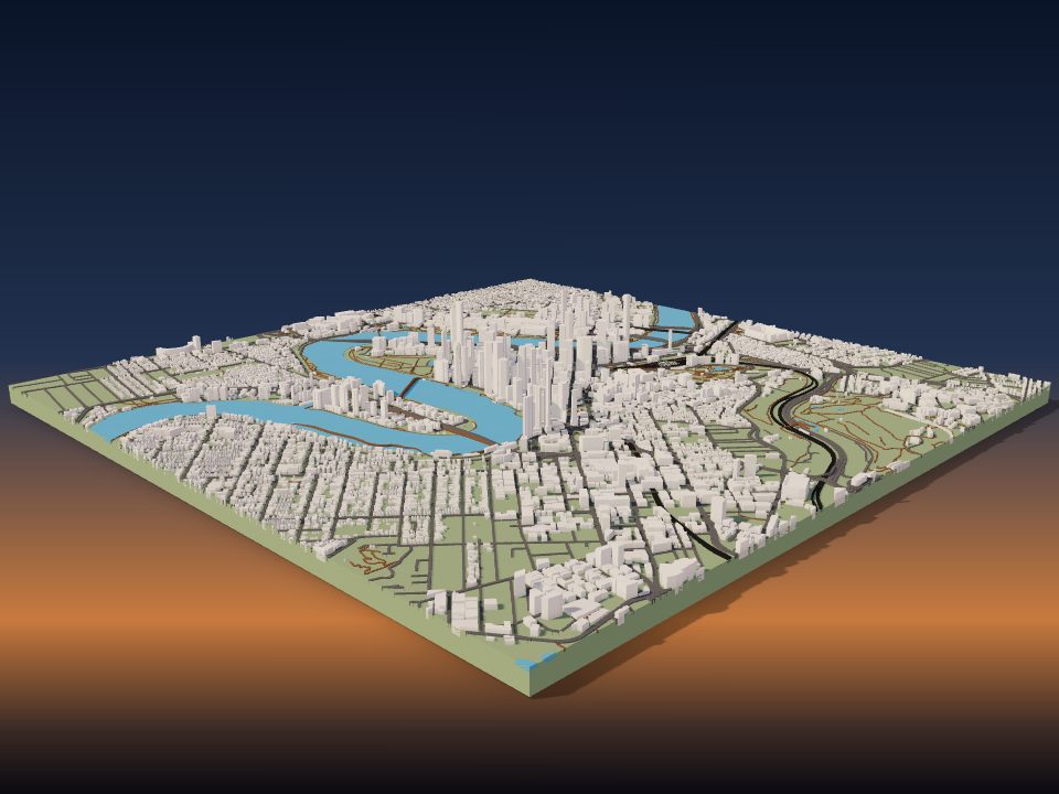 3D printed terrain model of Brisbane