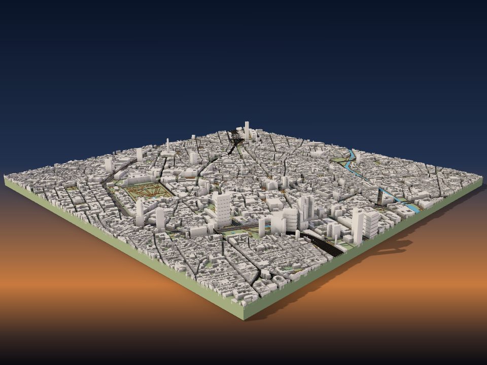 3D printed terrain model of Brussels