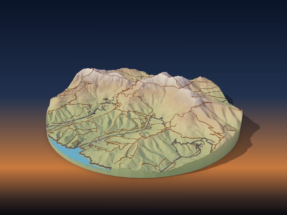 3D printed terrain model of Cap Corse