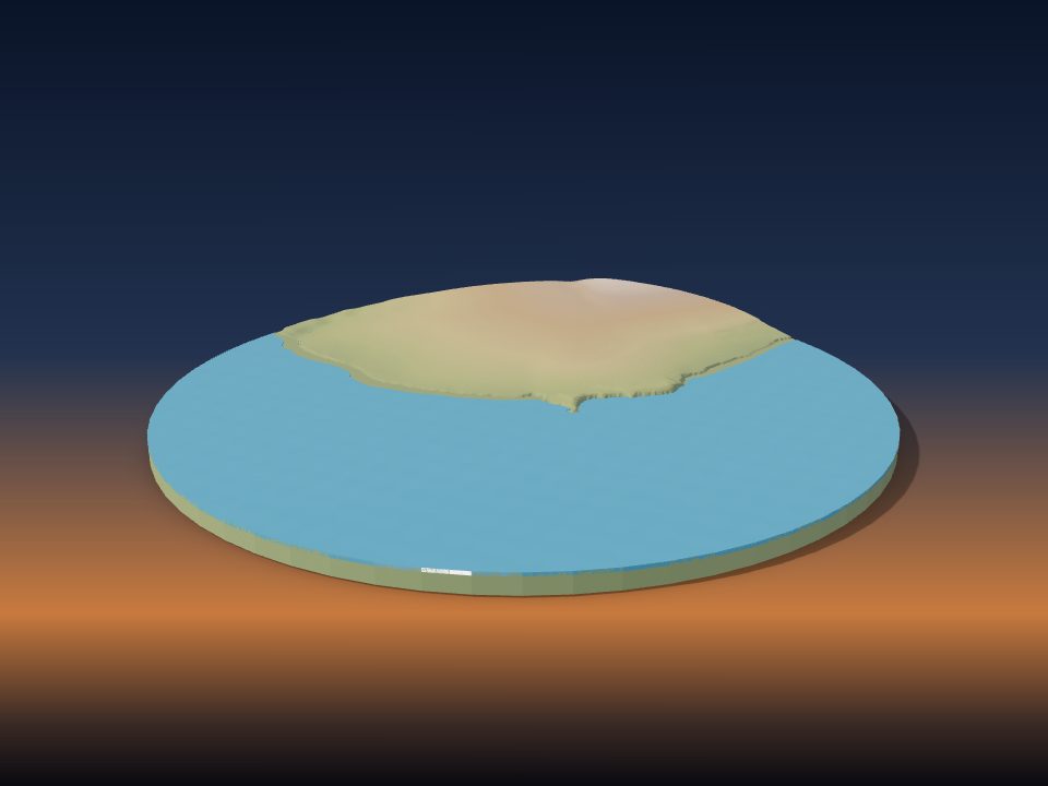 3D printed terrain model of Cape Fligely
