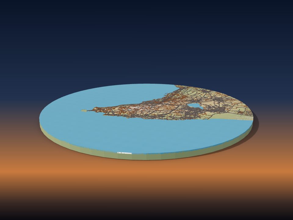 3D printed terrain model of Cape Greco