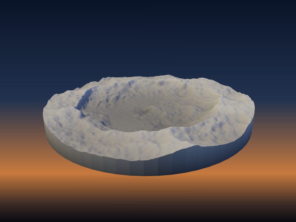 3D printed terrain model of Occator