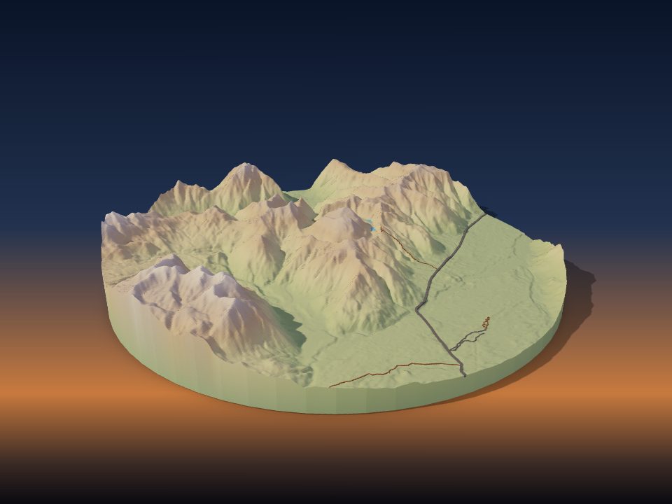 Modelo de terreno impreso en 3D de Volcán Chaitén
