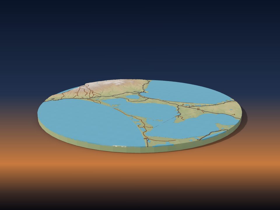 3D printed terrain model of Chatham Island
