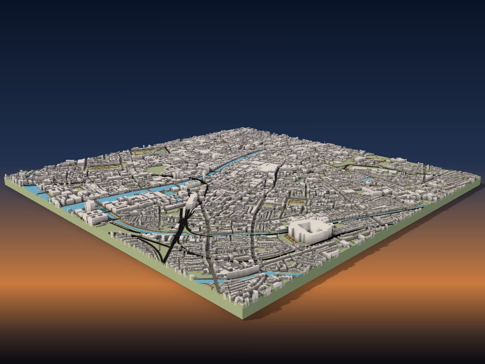 3D printed terrain model of Dublin