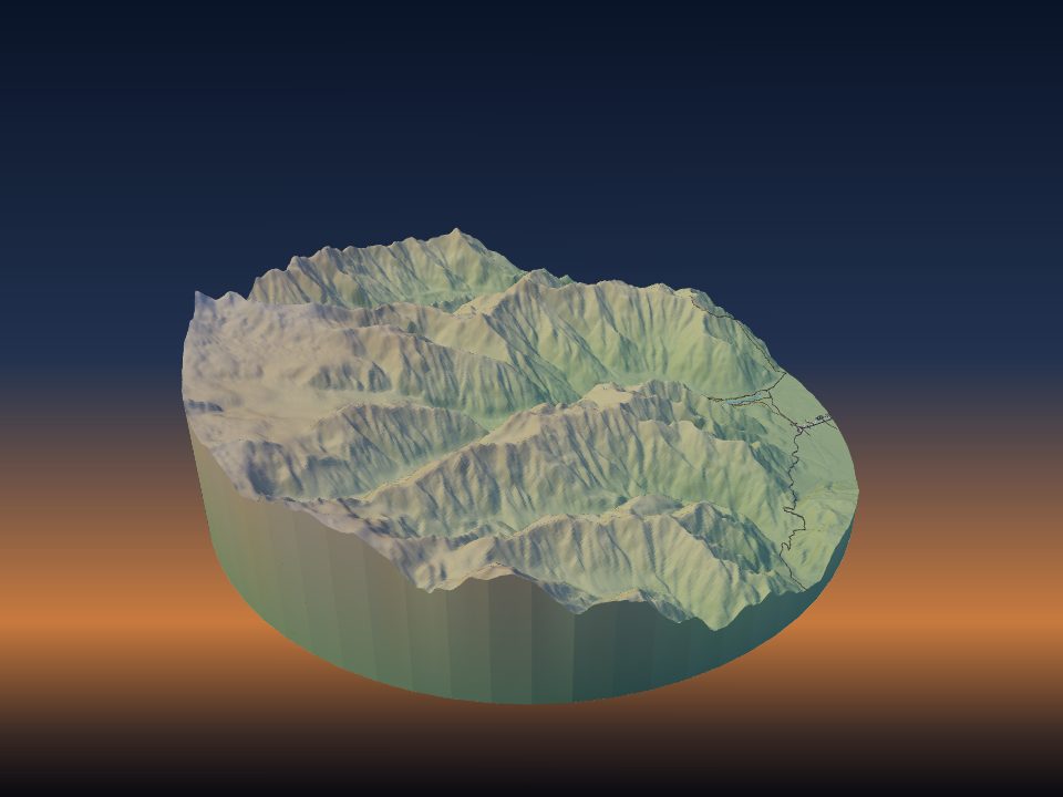 3D printed terrain model of Fox Glacier