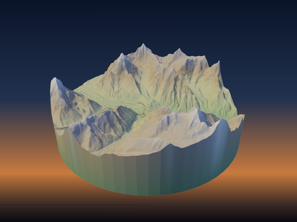 3D-gedrucktes Geländemodell von Gaumukh