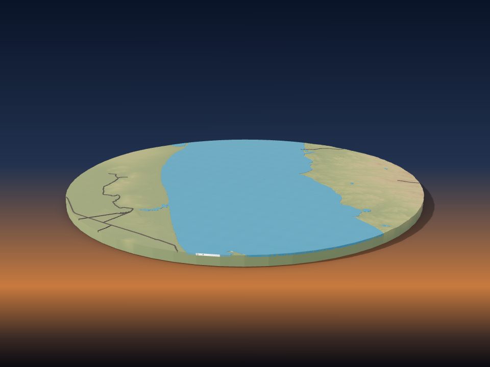 3D printed terrain model of Hulun Lake