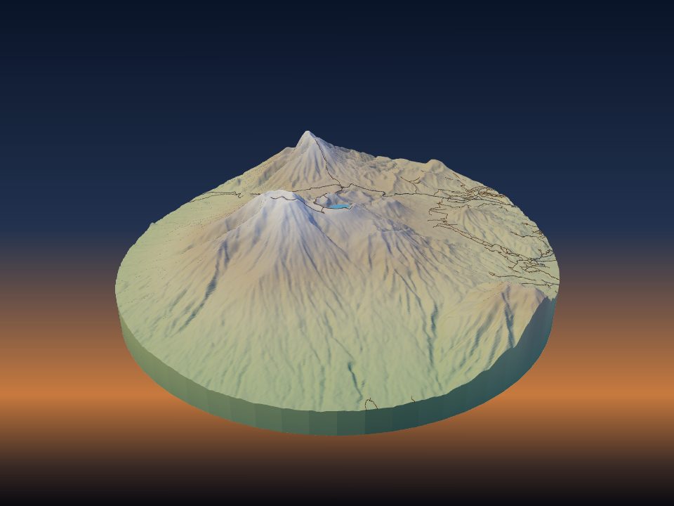 3D printed terrain model of Ijen