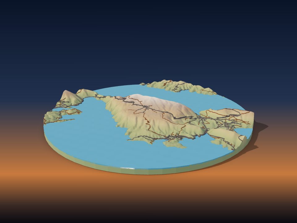 Wydrukowany w 3D model terenu: Itaka
