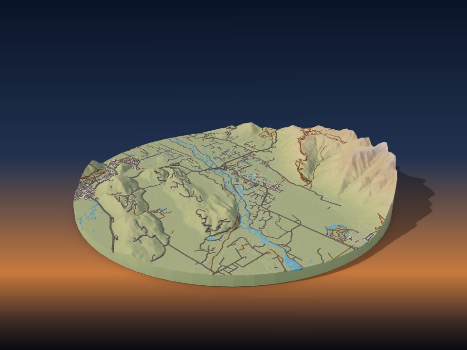 Modello 3D stampato del terreno di Jackson Hole