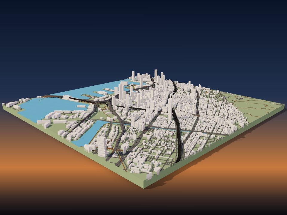 Modèle de terrain imprimé en 3D de Kobe