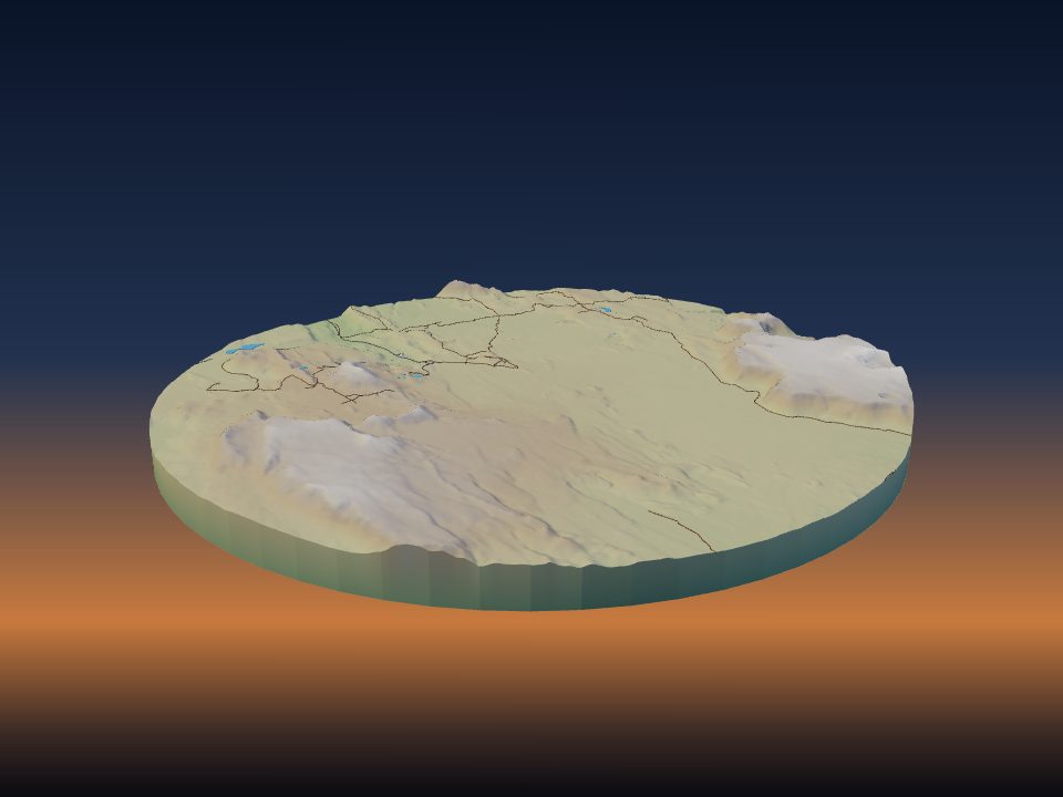 3D printed terrain model of Krafla