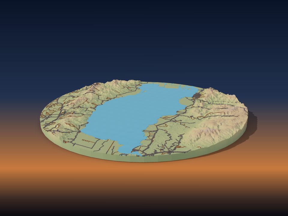 3D printed terrain model of Lake Izabal