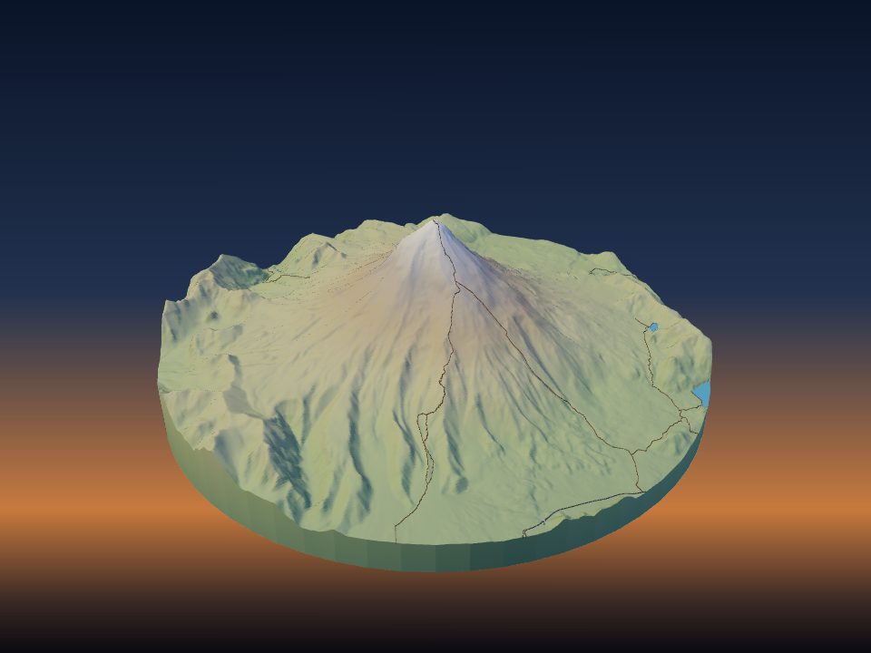 3D printed terrain model of Lanín