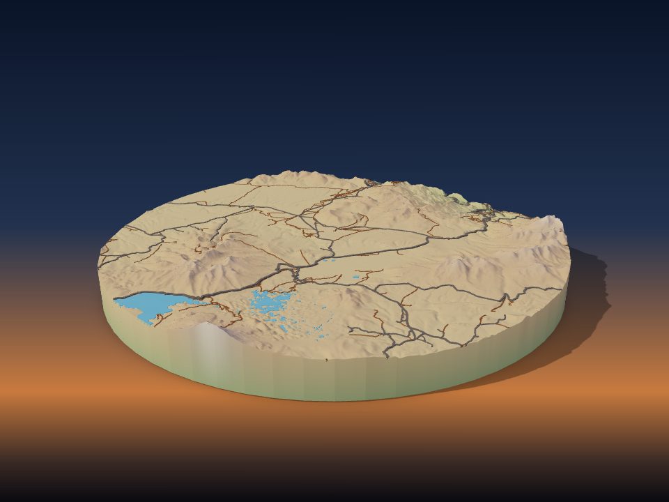 3D printed terrain model of Lauca National Park