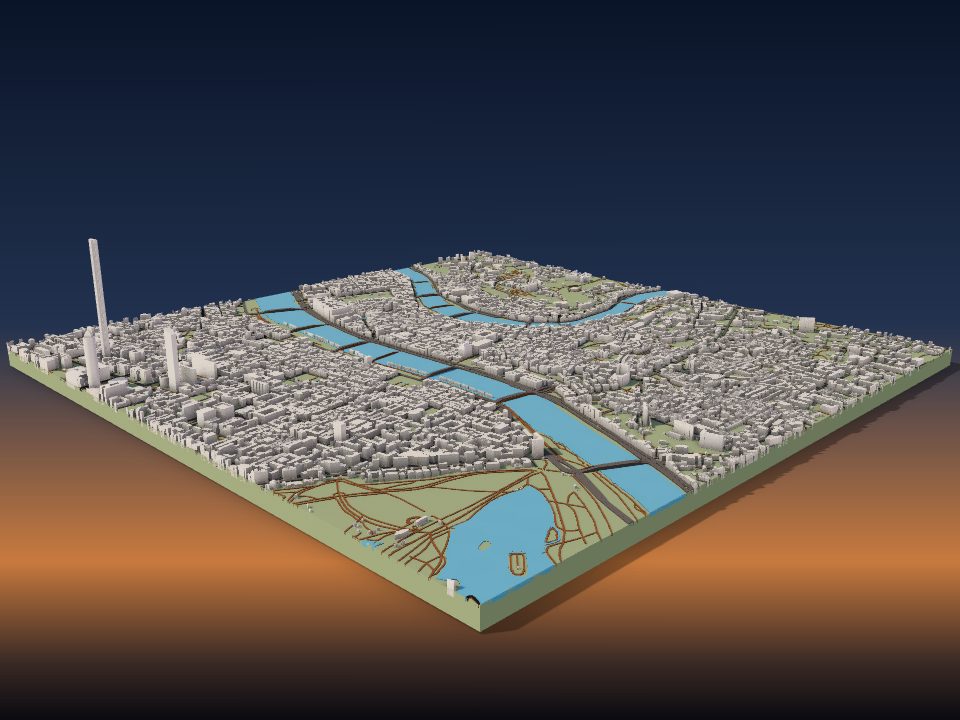 3D printed terrain model of Lyon
