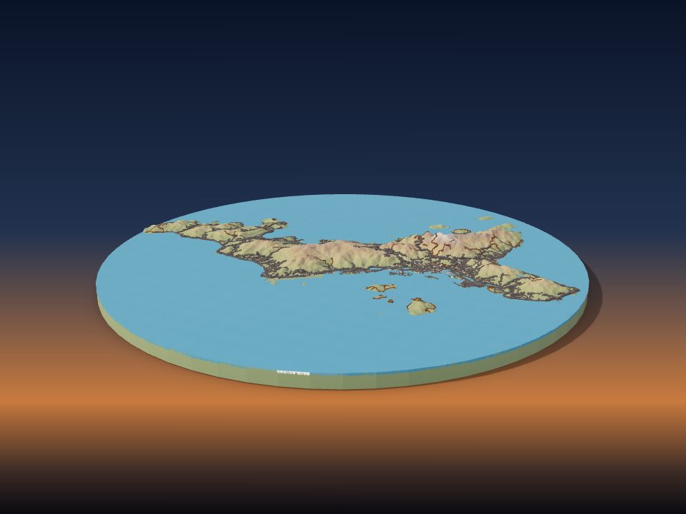 3D printed terrain model of Mahé