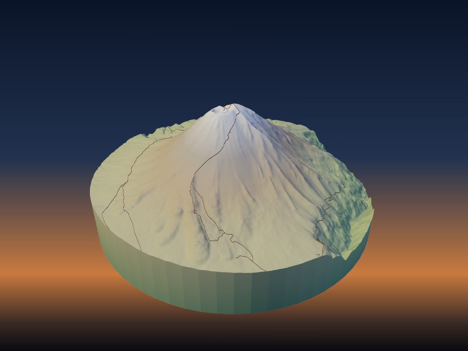 3D printed terrain model of Misti