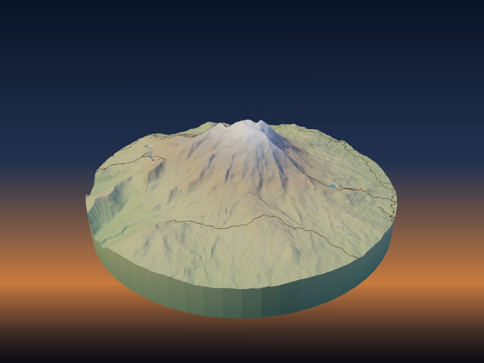 3D printed terrain model of Mount Adams