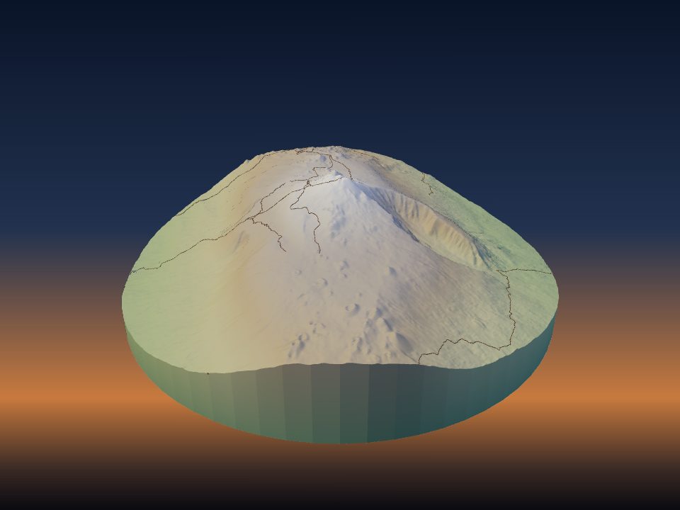 3D printed terrain model of Mount Cameroon