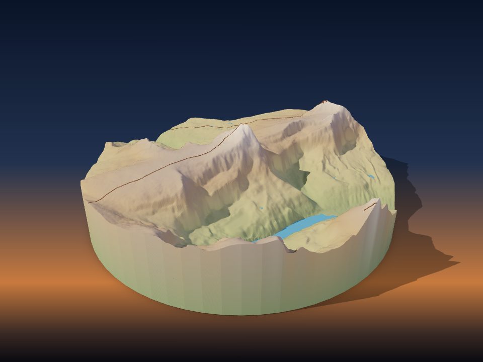 Wydrukowany w 3D model terenu: Mount Columbia