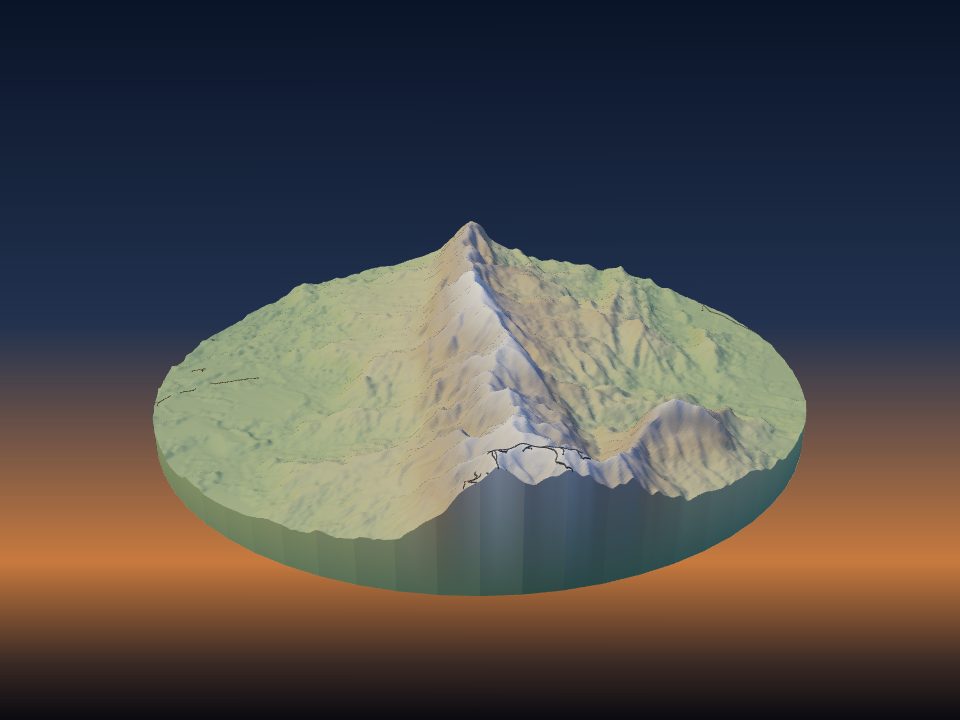 3D printed terrain model of Mount Richard-Molard