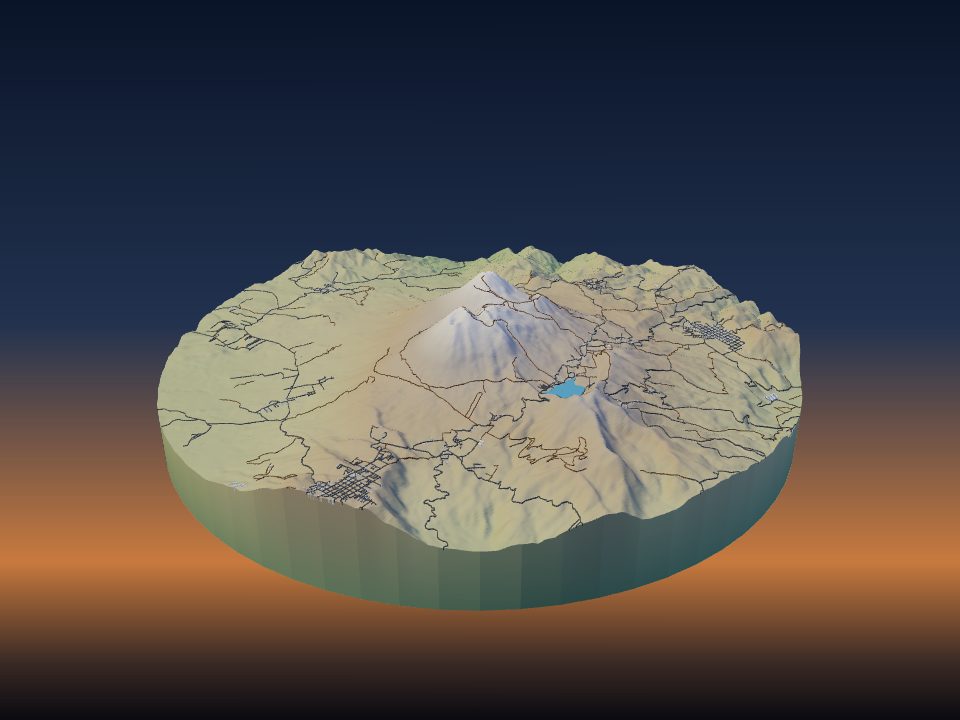3D printed terrain model of Pacaya