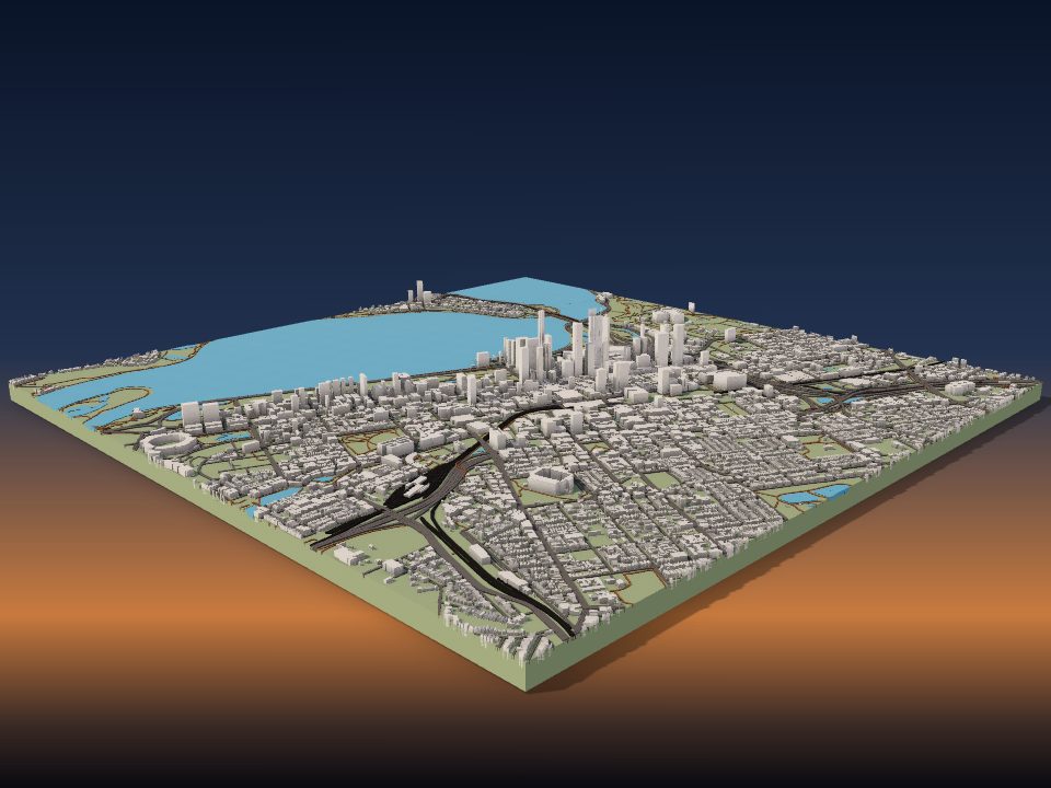 3D printed terrain model of Perth