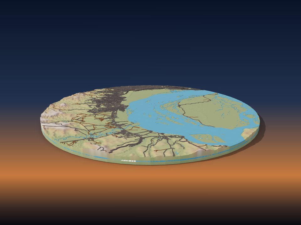 3D printed terrain model of Pool Malebo