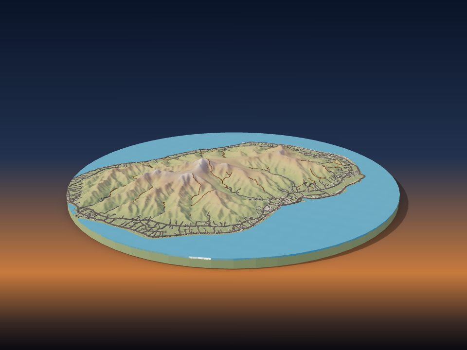 3D printed terrain model of Rarotonga