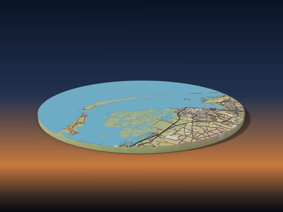 3D printed terrain model of Ria Formosa
