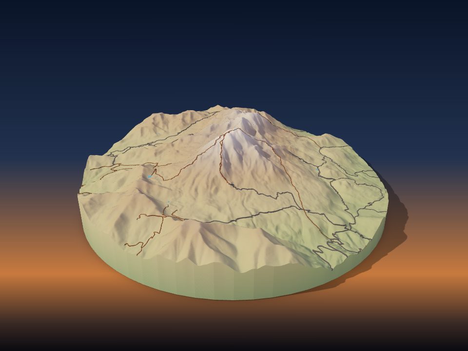 3D printed terrain model of Sabalan