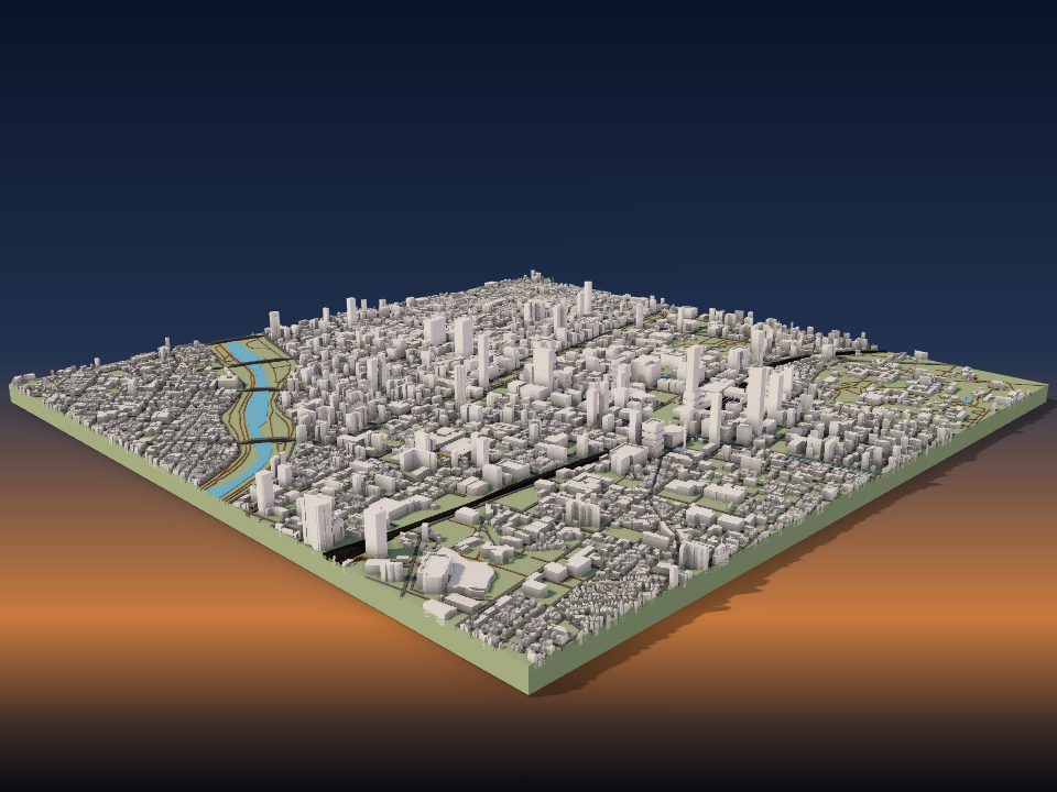 3D printed terrain model of Sapporo