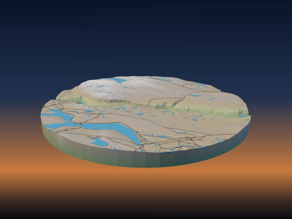 3D printed terrain model of Sautso
