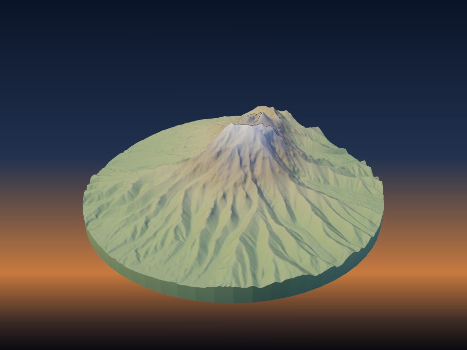 3D printed terrain model of Shiveluch