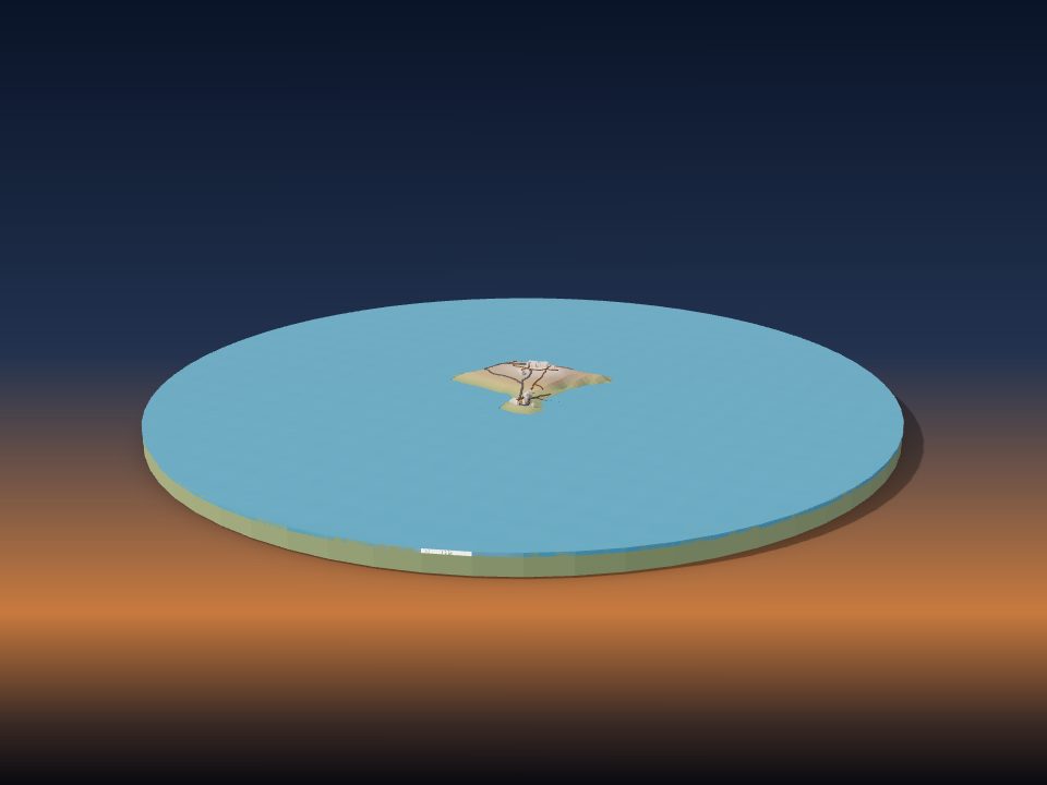 3D printed terrain model of Snake Island