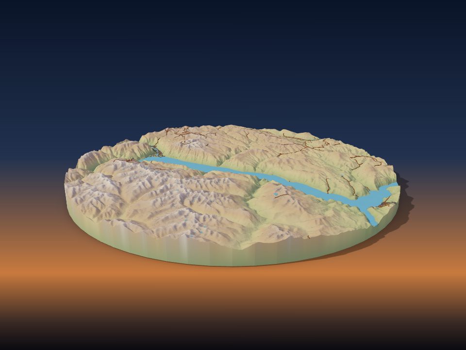 3D printed terrain model of Teletskoe