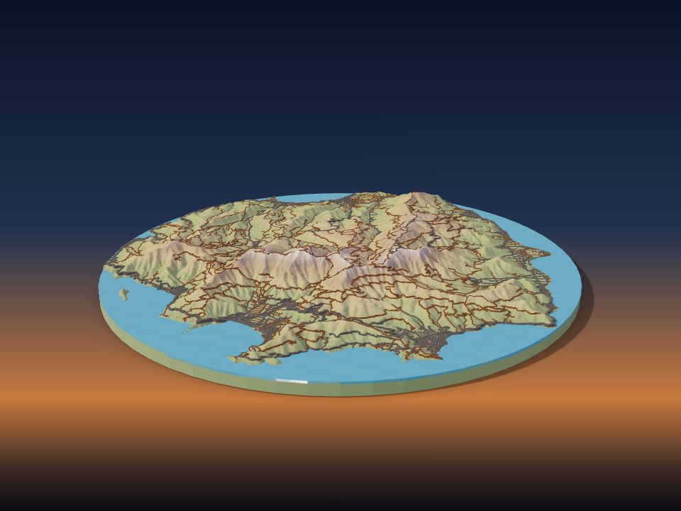 3D printed terrain model of Thasos