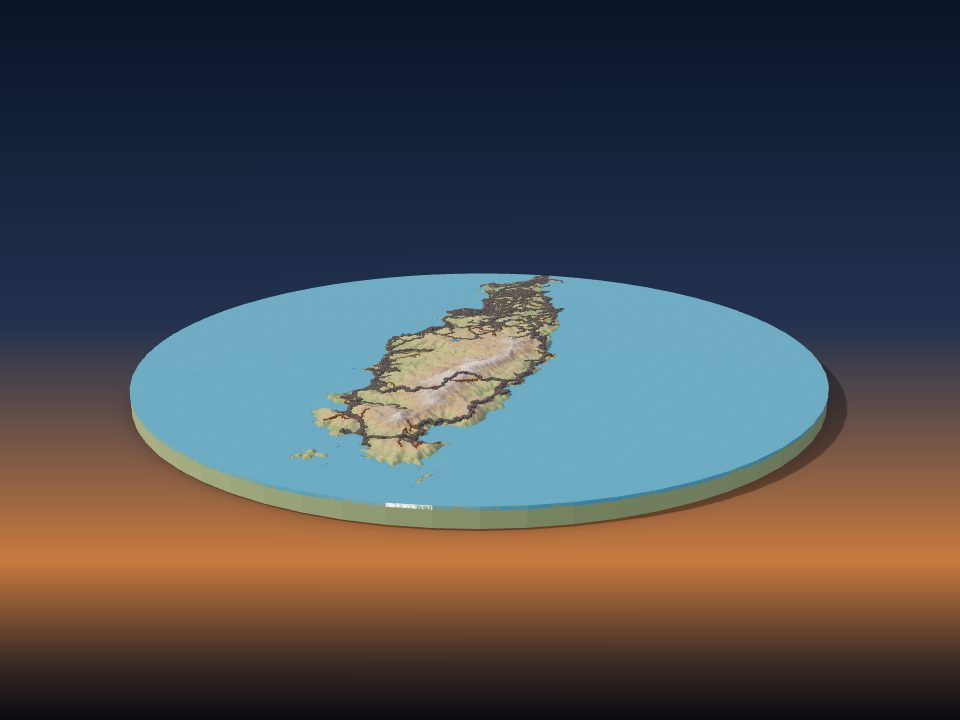 3D printed terrain model of Tobago