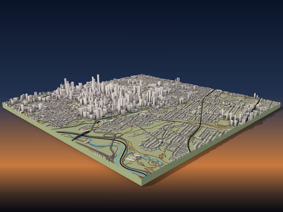 3D printed terrain model of Toronto