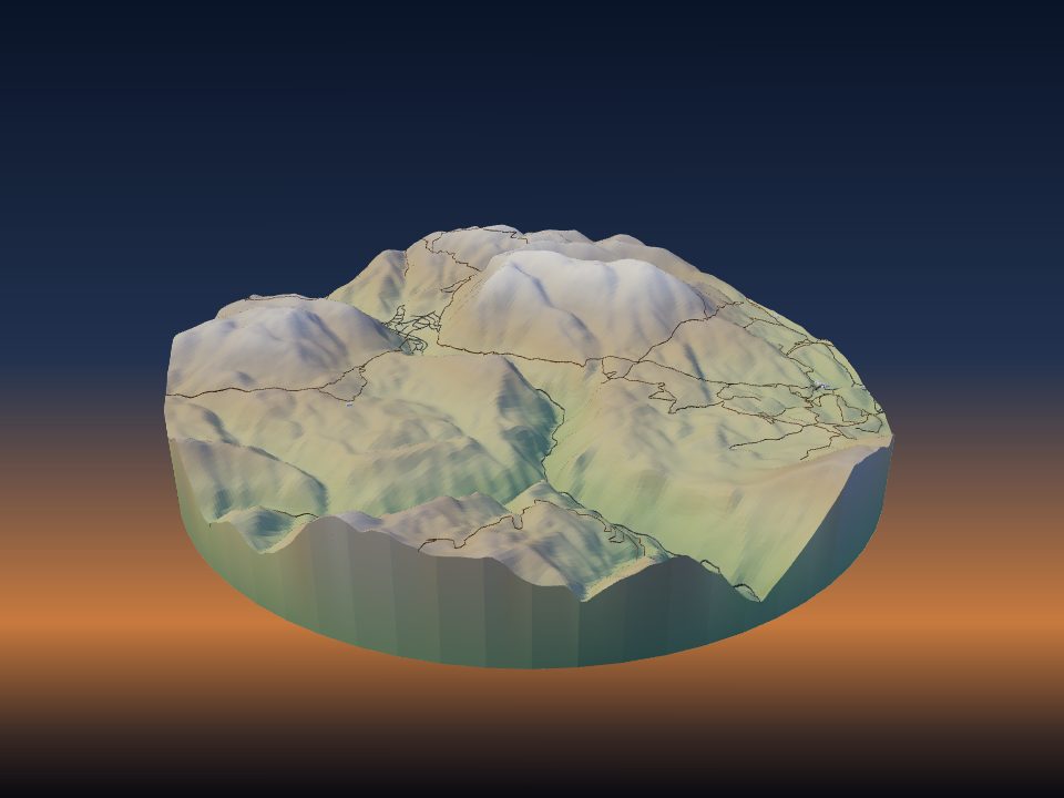 3D printed terrain model of Trigrad Gorge