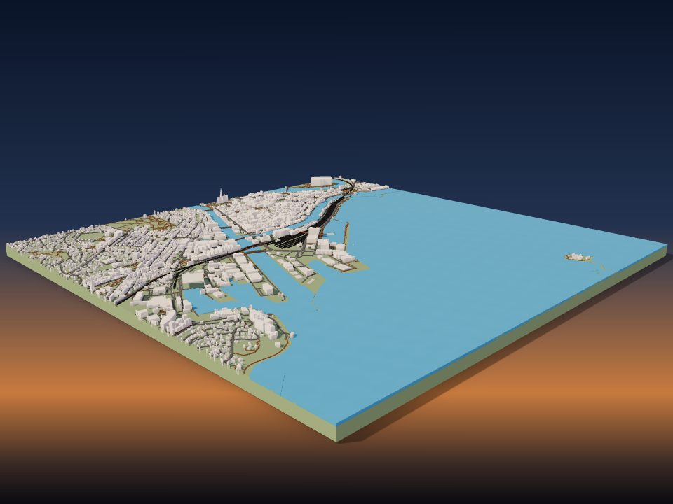 3D printed terrain model of Trondheim