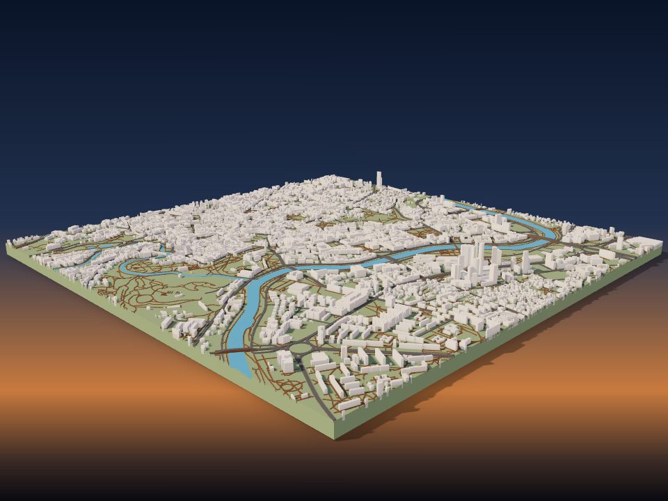 3D printed terrain model of Vilnius